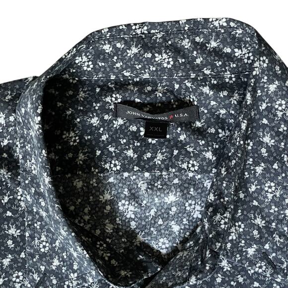 John Varvatos Men's Button-Down Shirt Black Floral Print 100% Cotton Size XXL - Picture 3 of 7